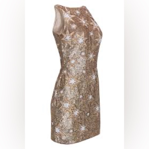 Bhldn Verseau Anthropology Gold Star Sequin Dress - Picture 6 of 13